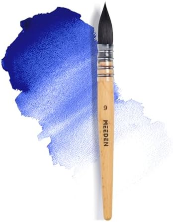 MEEDEN Watercolor Brushes Professional - Synthetic Squirrel Hair Artist Paint Brushes Set with Beech Wood Handle Great for Artists Hobbyists Size 9