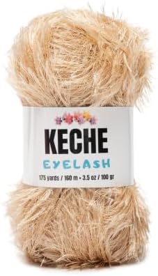 Eyelash Fun Fur Yarn - Premium Soft Crochet Yarn DIY Hand Knitting 100% Polyester 175 Yds 3.53 Oz - Beige