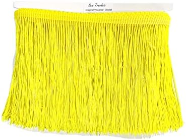10 Yards of 4" Long Chainette Fringe Thread Yarn Tassel Trim Braid Fringe for Crafts Sewing and Decor-Lemon Yellow