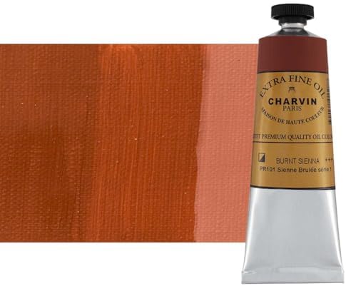 Charvin Extra Fine Oil Paint, Burnt Sienna 60 ml - Triple-Milled, Rich Texture, Poppy Oil-Based, Light-Fast, Handmade, Archival Quality