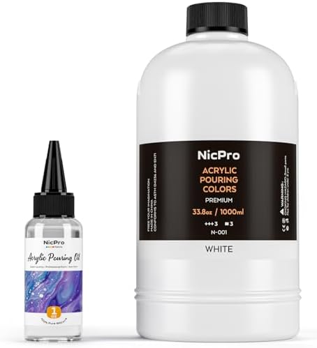 Nicpro Titanium White Color Acrylic Pour Paint, 33.8oz Pre-Mixed Pouring