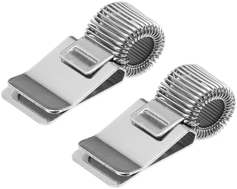 PATIKIL 2Pcs Pen Holder Clips, Metal Pen Clip Holder Adjustable Loop Pen Pencil Organizer with Single Spring Loop for Notebook, Clipboard, Silver Tone