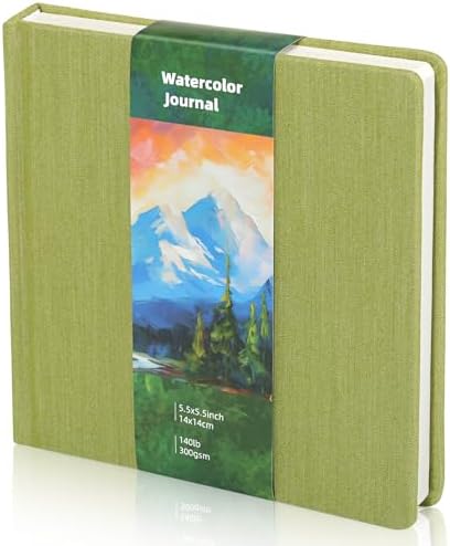 5.5in Watercolor Sketchbook Journal Square Watercolor Notebook Green