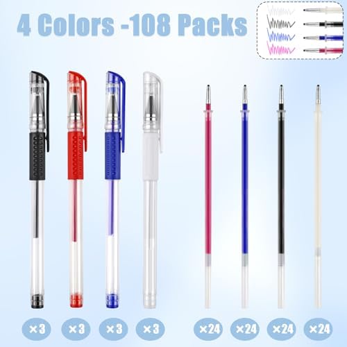 12 Pcs Heat Erasable Pens for Fabric with 96 Refills for Sewing, Embroidery