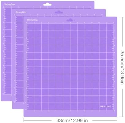 REALIKE 12x12 StrongGrip Cutting Mat Compatible with Cricut Maker 3/Maker 4/Maker/Explore 3/4/Air 2/Air/One(3 Mats), Gridded Adhesive Non-Slip Cut Mat for Crafts, Quilting, Sewing and All Arts