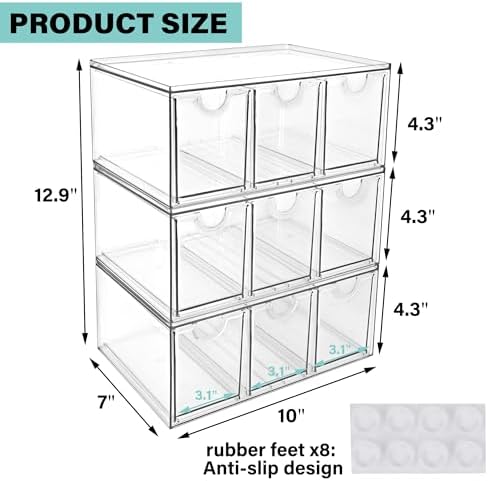 Prsildan Craft Art Supply Organizer Stackable Storage Drawer with 9 Drawers