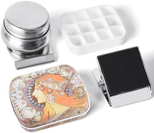 Portable Travel Watercolor Palette, Mini Metal Tin Box,12-Well Empty Tins