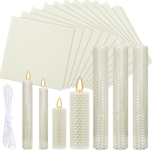 Yuntau 24 Pcs Beeswax Candle Making Kit, 8 x 8 Inches, White