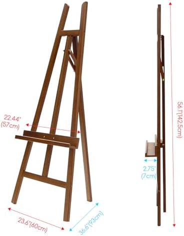 MEEDEN Wooden Easel Display Stand: Adjustable Art Easels for Sign, A Frame Painting Easel for Canvas up to 60", Ideal for Artist Adults Drawing Picture Poster - Walnut