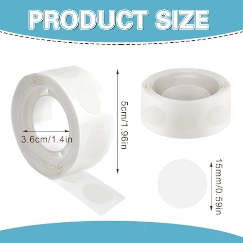 UPINS 1500Pcs Glue Points Dots 15mm Removable Balloon Glue Tape Dots