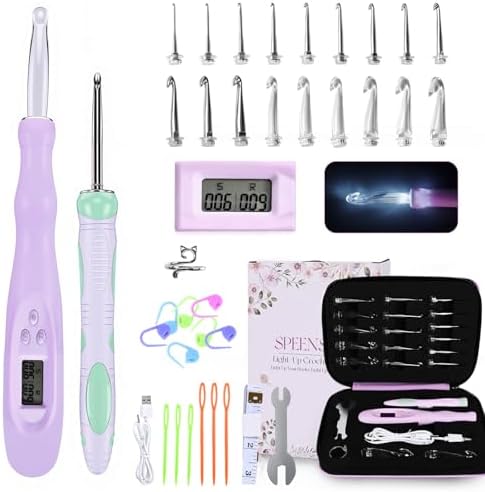 SPEENSUN Light Up Crochet Hook Set, 18 Interchangeable Heads (2mm-14mm)