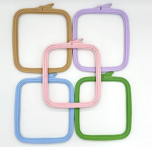 Nurge Square Embroidery Hoop - Plastic Cross Stitch Frame for Needlepoint & Embroidery - Adjustable Craft Hoop - Pink - No:3 (Medium)