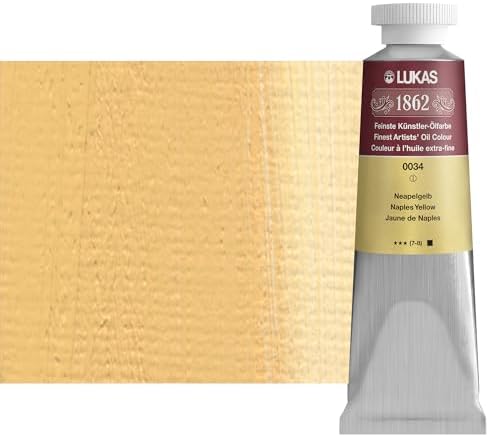 Lukas 1862 Professional German Oil Paint, Naples Yellow 37 mL - w/Beeswax & Non-Yellowing Sunflower Oil, Short Drying Time, Smooth, Outstanding Lightfastness