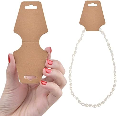 200 Pieces Keychain Display Cards with Adhesive Necklace Bracelet Jewelry Hanging Blank Kraft Paper Packaging Tags