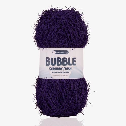 Makromecity Bubble Scrubby Yarn - 100% Premium Polyester Yarn for Crocheting and Knitting - 3.5 Oz (100g), 98 Yds (90m) - Ideal for Dishcloths, Crafting & Bath Washcloths (Purple, 1 Skein)