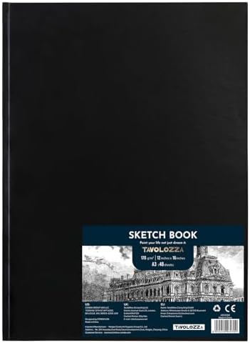 Tavolozza A3 (16.6"x11.7") Hardcover Sketch Book – 48 Pages of Heavyweight 102 lb/170gsm Acid-Free Drawing Paper – Durable, Smooth Surface for Dry Media, Painting & Sketching