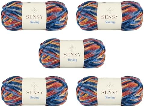 S Sensy Roving Multi-Premium Acrylic&Wool Yarn 5 Skeins Midnight 131 Yards
