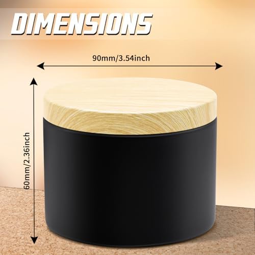 12-Pack 10oz Candle Tins with Wood-Grain Printing Lids, Metal Candle Jars for Candle Making, Empty Containers Vessels Bulk for Small Business & Beginners DIY Storage - Wood Black