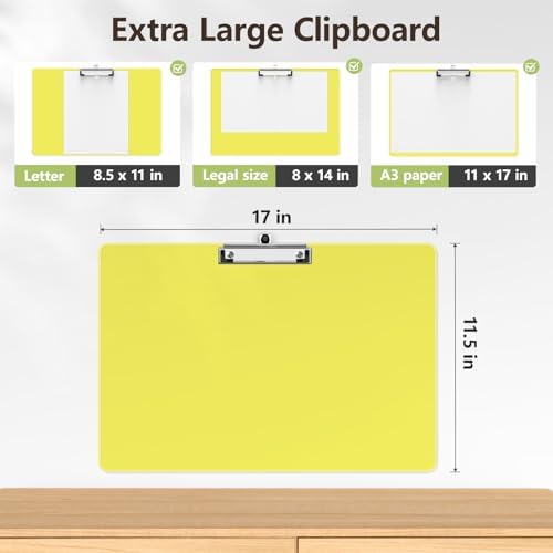 11 x 17 Extra Large Clipboard 2 Pack, Yellow Clip Board