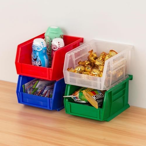 Akro-Mils 30210 AkroBins Plastic Storage Bins, 5"x4"x3", Red, 6-Pack