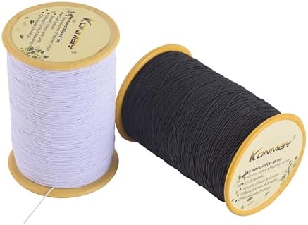 KONMAY 0.5mm Elastic Sewing Thread, 1100 Yards Black&White