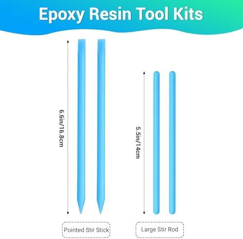 Gartful 4PCS Silicone Stir Sticks Kit for Casting, 2pcs Stick Rods for Resin, 2pcs Pointed Silicone Mixing Sticks, DIY Craft Tool for Resin Epoxy, Paint, Liquid, Blue