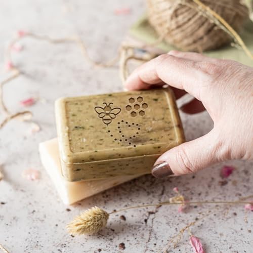 PH PandaHall Bee Soap Stamp, Beehive Soap Embossing Stamp Acrylic Chapter Imprint Stamp for Handmade Soap Cookie Clay Pottery Stamp Biscuits Gummier Making Projects