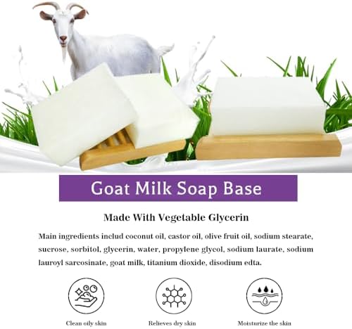 Goat Milk Soap Base, Melt and Pour Soap Base SLS PEG Free Easy Cutting 25.2 LB