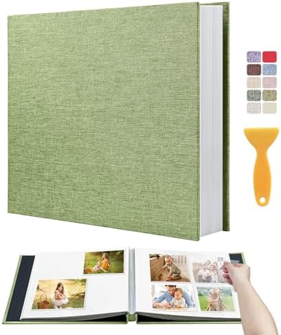 Photo Album Self Adhesive Scrapbook, 13"x12.6" 60 Pages/ 30 Sheets Large Photo Book for 4x6, 8x10 Pictures, DIY Album for Baby Wedding Family Travel Birthday