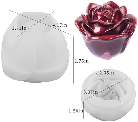 Wehous 3D Rose Box Mold with Lid, Flower Jar Bowl Resin Mold Silicone, Unique Candle Holder Container Storage Silicone Molds for Epoxy Resin, DIY Jewelry Trinket Holder Concrete Cement Craft Decor