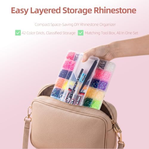 42 Colors Rhinestone Kit, 42000pcs Flatback Gems for DIY Bedazzling Crafts