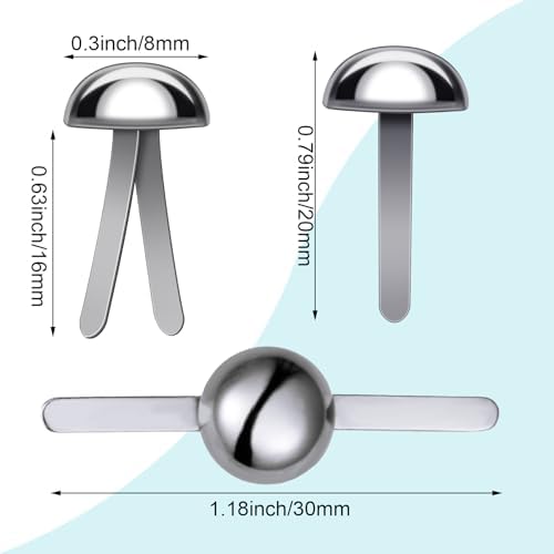 Hotop 500 Pcs Brad for Paper Crafts Metal Paper Fasteners, Silver