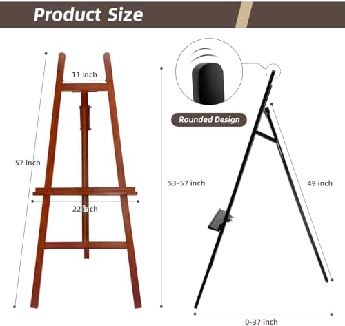 Large Walnut Wooden Easel Stand for Sign, A-Frame Painting Easel