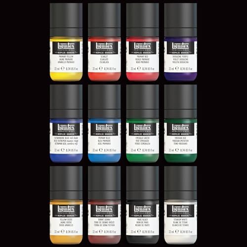 Liquitex Acrylic Gouache Paint Set, 12 x 22ml (0.74-oz), Essentials
