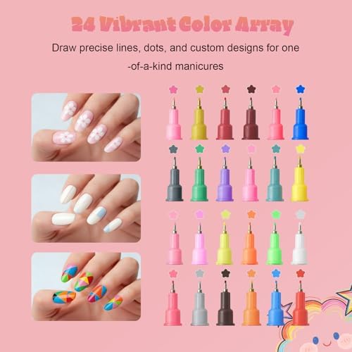 YOUKOYI Nail Art Pens, 12 Colors Precision Tip Nail Art Markers Set Easy to Use for Beginners, Vibrant Quick-Dry Paint for DIY Nail Design & Detailed Drawing - Professional Manicure Tools Kit