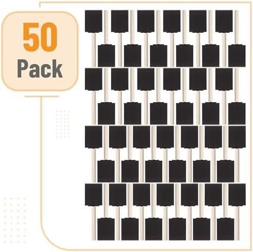 Bates- Foam Paint Brushes 2 Inch, 50 Pack, Black 2 Inch Foam Brushes for Painting with Lightweight Wooden Handles