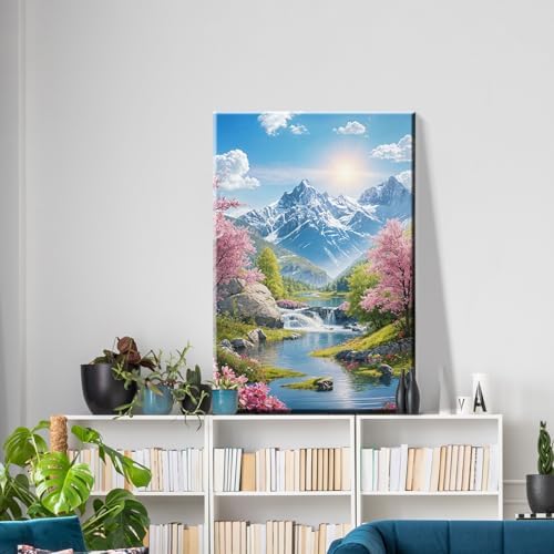 ATDMS Mountain Paint by Numbers Kits for Adult with Frame, 7.87x11.81 Inch