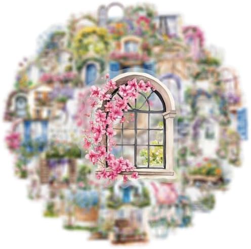 50PCS Garden Stickers Aesthetic PET Sticker Garden Flower wall Decal Waterproof Decorative Decals for Scrapbook DIY Crafts Album Bullet Journal Planner Water Bottles Laptop Phone (Garden Sticker)