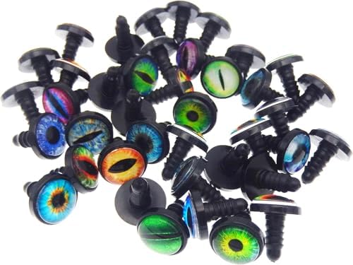 Julie Wang 40PCS 18MM Dragon Safety Eyes Animal Crafts Making Supplies for Adult Artist Model Enthusiast Amigurumi Crochet Project DIY with Washer 0.71inches