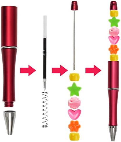 30Pcs Beadable Pens Beaded Ballpoint Pens Bulk for DIY Writing Multicolor