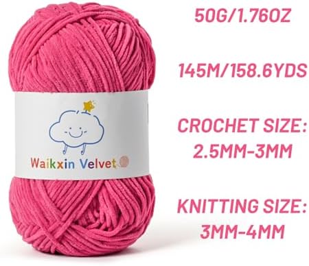 3 Pack Fluffy Chenille Yarn for Crocheting，Baby Yarn for Crocheting Soft，150g/5.28oz Velvet Amigurumi Yarn ，Fingering Weight Yarns for Crocheting Baby Blankets、DIY Craft.(3 Rose)