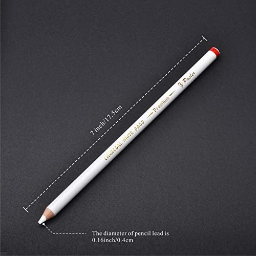 Pasler white charcoal pencils set - Sketch Highlight white pencils for drawing, sketching, shading, blending (12 pack)