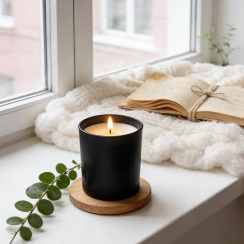 SUPMIND 15P Glass Candle Jars- 7oz Matt Black Empty Candle Containers Bulk