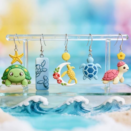 15Pcs Sea Turtle Polymer Clay Cutters Starfish Clay Earrings Cutters for Adults Polymer Jewelry Cutter for Earrings Making Party DIY Craft Supplies