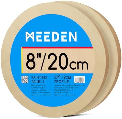 MEEDEN Round Wood Canvas Panels: 8" Dia Wooden Canvas Panel Pack of 2