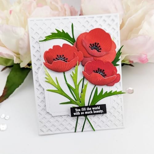Scrapbooking Die-Cuts, Layer Frame Net Set Metal Cutting Dies for Card Making, Paper Craft Template, Background Embossing Stencils, DIY Album Décor (Flower Set D-10.6x14.1cm)