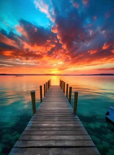 AIBOERL Paint by Numbers Kit for Adults Beginner,Sunset Scenery, 12X16In