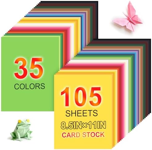 105 Sheets 8.5" X 11" Colored Cardstock 35 Assorted Cardstock Paper
