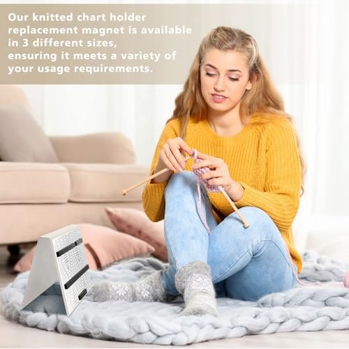 Flutesan 1 Pcs Knitting Pattern Holder, Fold up Cross Stitch Knitting Chart Keeper with Replacement Magnets, Magnetic Cross Stitch Accessories (Folded Size 6.1 x 9 Inch,Beige)