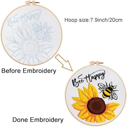 Louise Maelys Sunflower Bee Embroidery Kit for Beginners Gift DIY Set